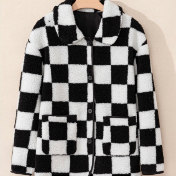 Checkered Black and White Women's Jacket - Picture 3 of 5